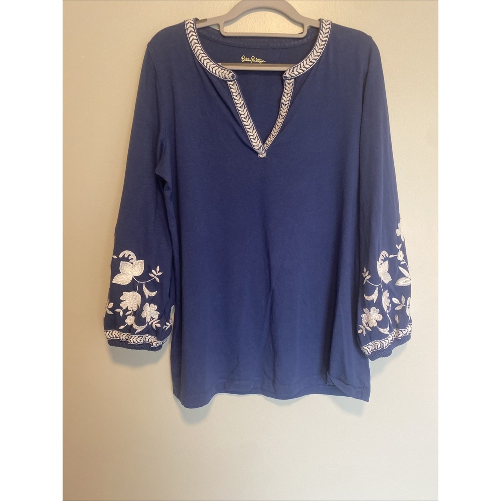 Lilly Pulitzer Kacia Knit Tunic Oyster Bay Navy Size M
